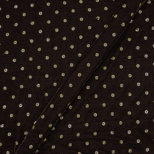 Velvet Brown Colour Tikki Embroidered Fabric Online 3029A14