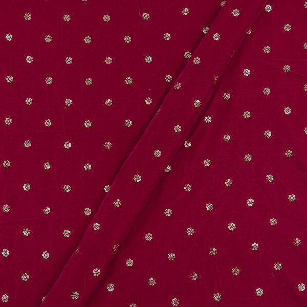 Rani Pink Velvet Fabric with Motifs Embroidery