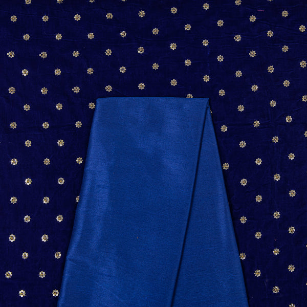 Tikki Embroidered Velvet Fabric & Banarasi Raw Silk [Artificial Dupion] Plain Fabric Unstitched Two Piece Dress Material Online ST-3029A4-4216G