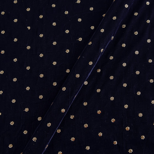 Buy Velvet Navy Blue Colour Tikki Embroidered Fabric 3029E Online