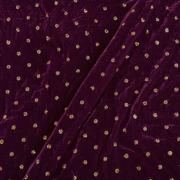 Buy Velvet Wine Colour Tikki Embroidered Fabric Online 3029F 