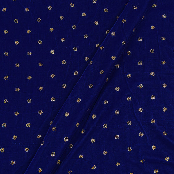 Buy Velvet Royal Blue Colour Tikki Embroidered Fabric Online 3029S