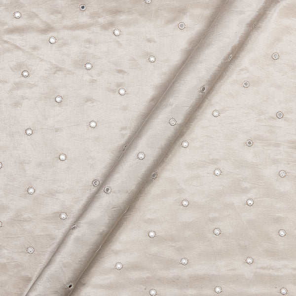Mashru Gaji Dyeable Pearl White Colour Artificial Mirror Embroidered 46 Inches Width Fabric