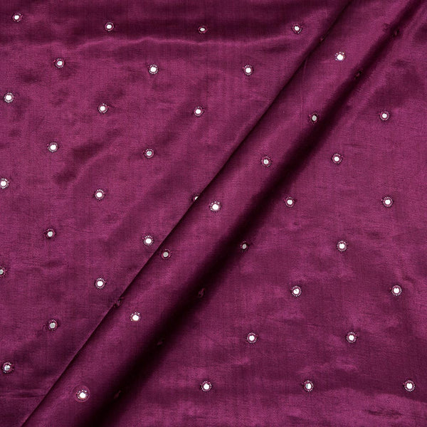 Mashru Gaji Purple Wine Colour Artificial Mirror Embroidered 45 Inches Width Fabric
