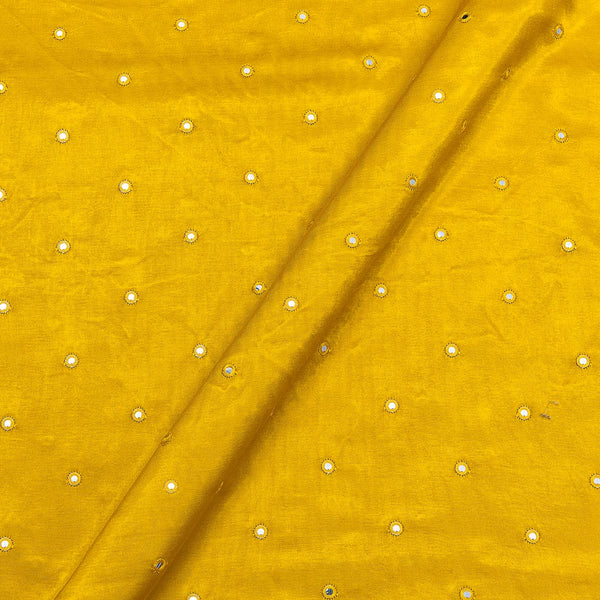 Mashru Gaji Yellow Colour Artificial Mirror Embroidered 45 Inches Width Fabric