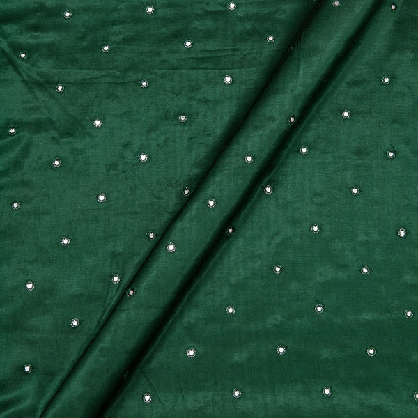 Mashru Gaji Bottle Green Colour Artificial Mirror Embroidered 45 Inches Width Fabric