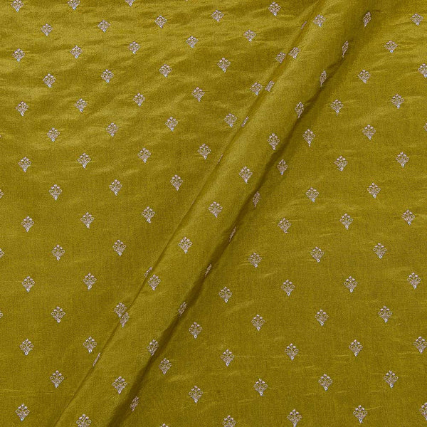 Olive Green Colour Thread and Tikki Embroidered 46 Inches Width Tissue Fabric