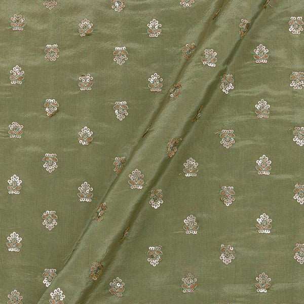 Olive Colour Tikki Embroidered Butti 42 Inches Width Tissue Fabric