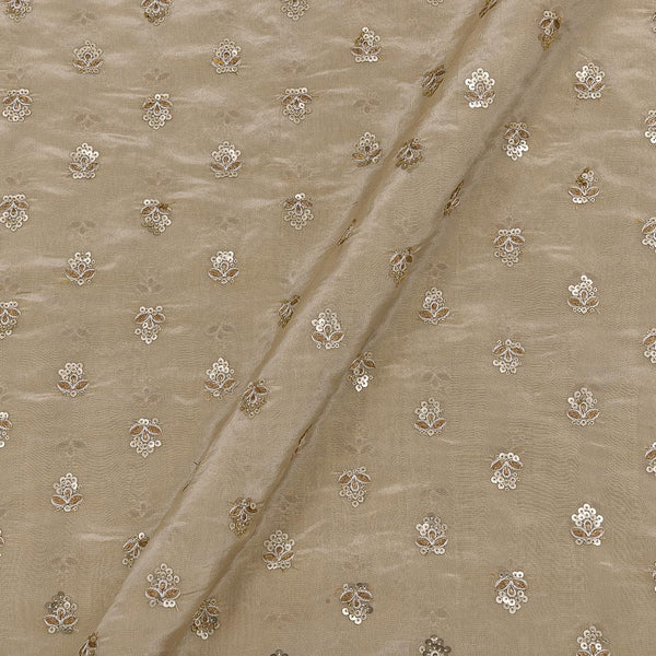 Beige Colour Tikki Embroidered Butti 43 Inches Width Tissue Fabric