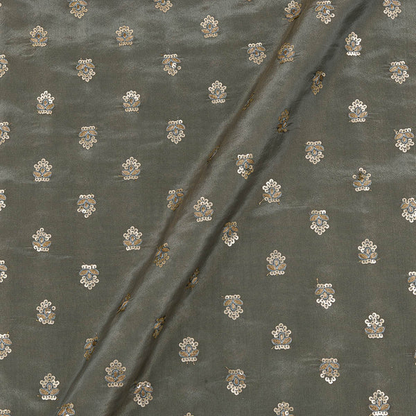 Grey Colour Tikki Embroidered Butti 42 Inches Width Tissue Fabric