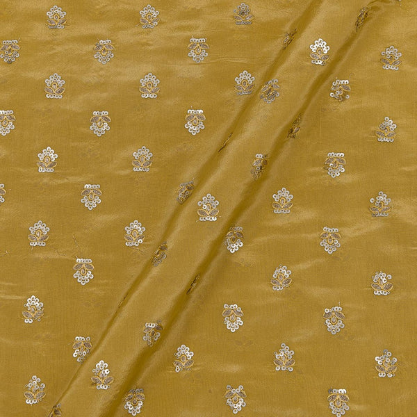 Mustard Gold Colour Tikki Embroidered Butti 42 Inches Width Tissue Fabric