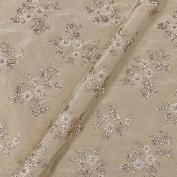 Buy Beige Colour Thread & Gold Embroidered Tissue Fabric Online 3043A