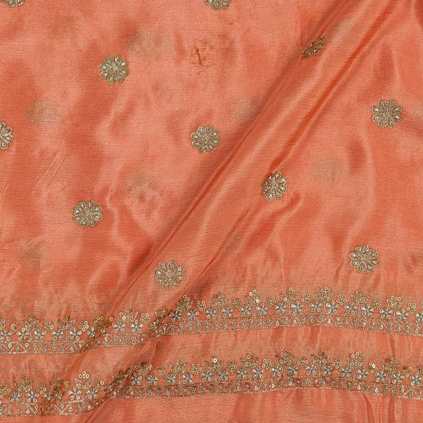 Buy Chinnon Peach Orange Colour Gold Sequence Embroidered With Two Side Border Fabric Online 3045D