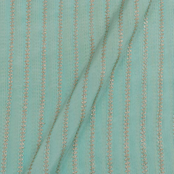 Chinnon Chiffon Aqua Colour Gota Patti Embroidered Fabric Online 3045K