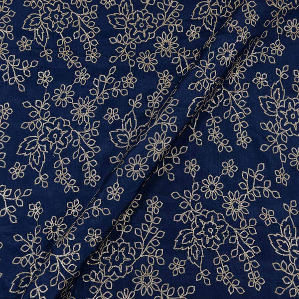 Chinon Chiffon Dark Blue Colour Gold Sequins Embroidered 45 Inches Width Fabric