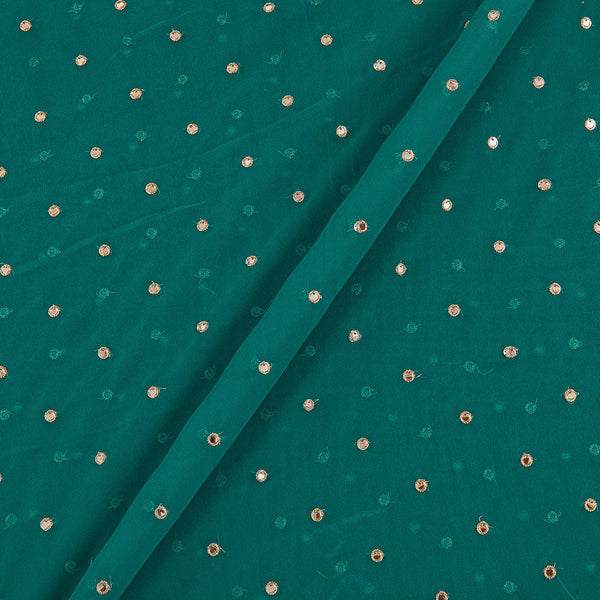 Buy Georgette Sea Green Colour Artificial Mirror Embroidered Fabric Online 3085E