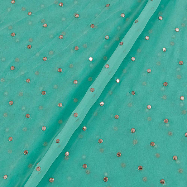 Buy Georgette Mint Colour Artificial Mirror Embroidered Fabric Online 3085W