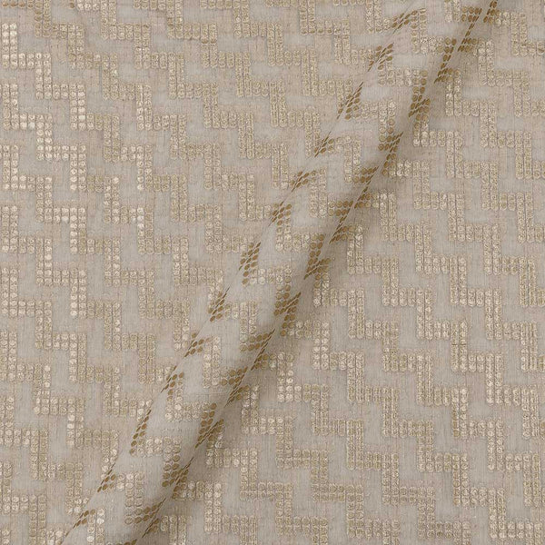 Chanderi Feel Dyeable Off White Colour Banarasi Gold Zari Jacquard Geometric 43 Inches Width Fabric