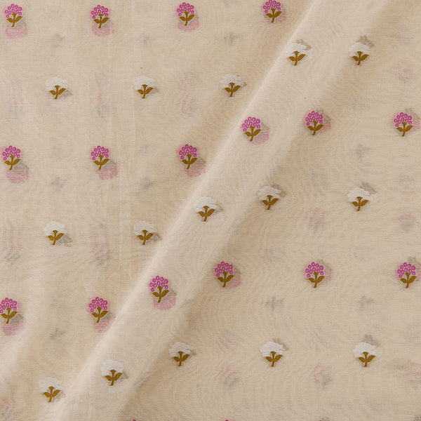 Chanderi Feel Off White Colour Meenakari Banarasi Jacquard Butti 49 Inches Width Fabric