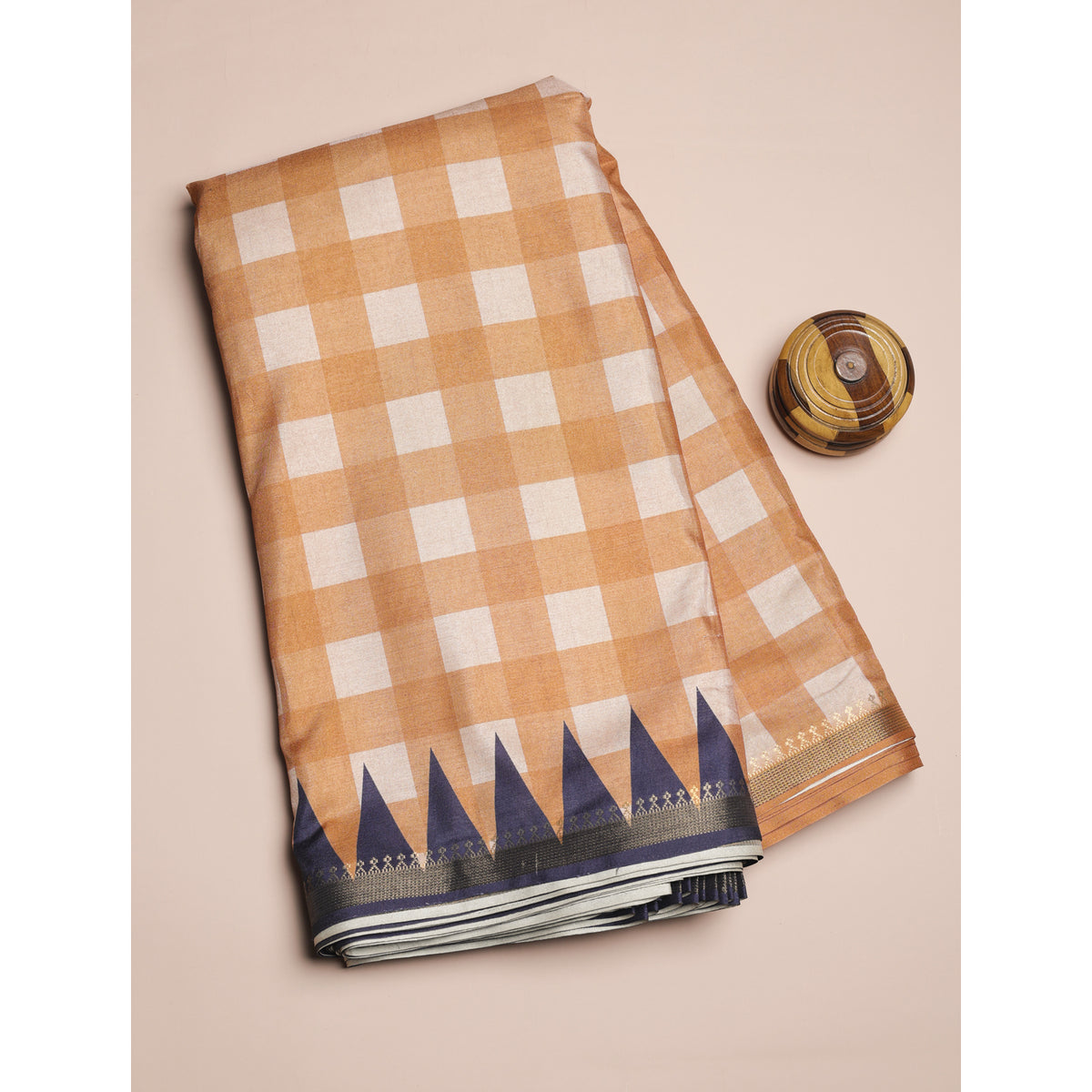 SEMI TUSSAR TEMPLE BORDER FABRIC