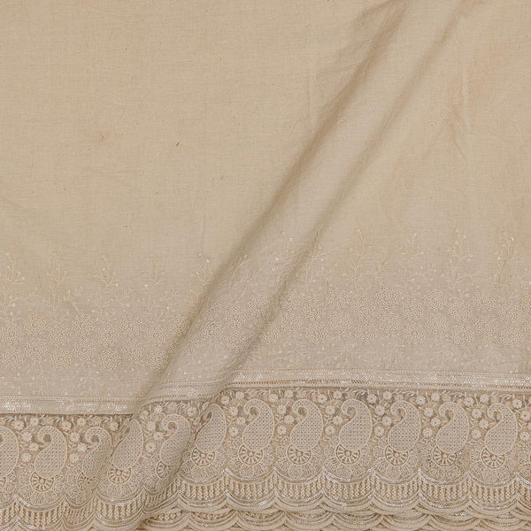 Buy Cotton Dyeable Off White Colour Thread Embroidered on Daman Border Fabric Online 3100I