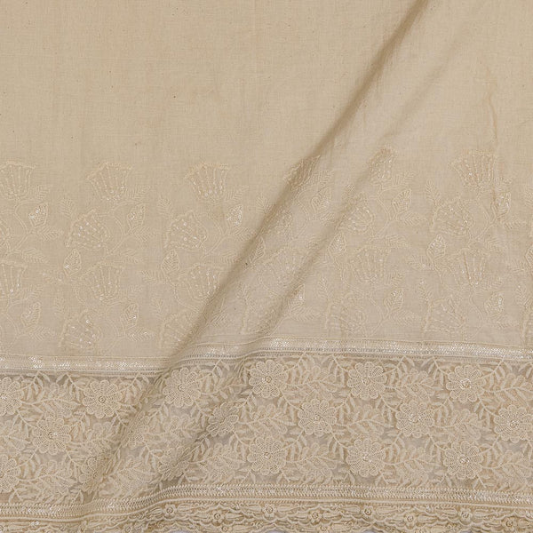 Buy Cotton Dyeable Off White Colour Thread Embroidered on Daman Border Fabric Online 3100J