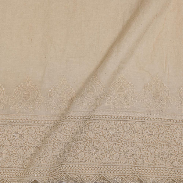 Buy Cotton Dyeable Off White Colour Thread Embroidered on Daman Border Fabric Online 3100K