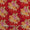 Gold Thread Embroidered with Print on Poppy Red Colour Viscose Chinon Fabric