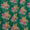 Gold Thread Embroidered with Print on Peacock Green Colour 45 Inches Width Viscose Chinon Fabric