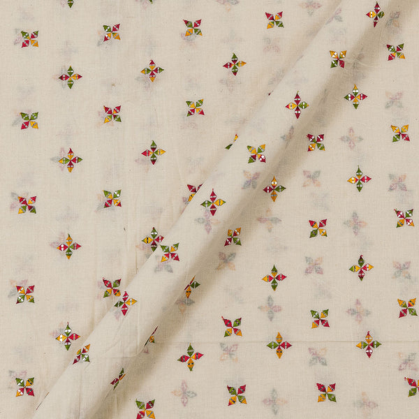 Cotton Off White Colour Multi Thread Embroidered Fabric Online 3111B