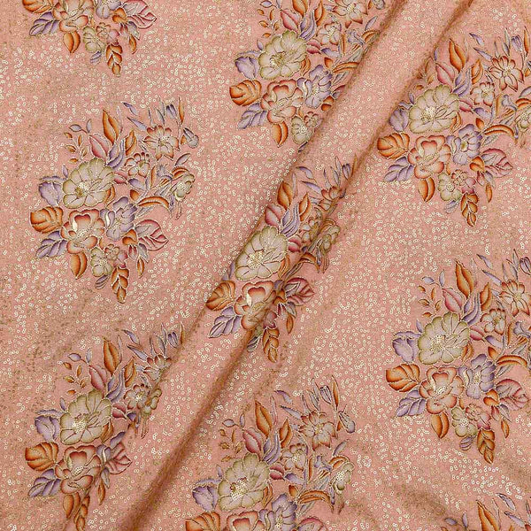 Sequins Embroidered with Print on Dusty Rose Colour Viscose Chinon Fabric