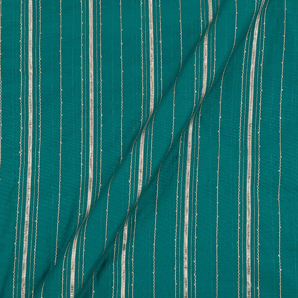 Gota Patti & Thread Embroidered Rama Blue Colour Chanderi Feel Fancy Fabric Online 3118W
