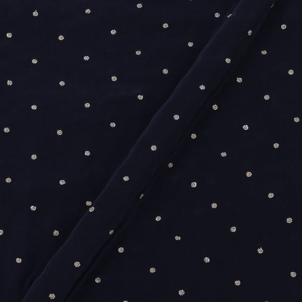Buy Tikki Embroidered On Midnight Blue Colour Crepe Silk Viscose Fabric Online 3127N1