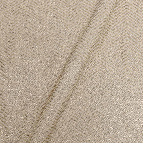 Off White Colour Thread & Tikki Embroidered Viscose Georgette Fabric Online 3148J