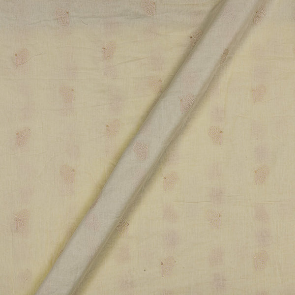 Machine Thread Embroidered  On Vanilla Ice Colour 43 Inches Width Cotton Mul Fabric