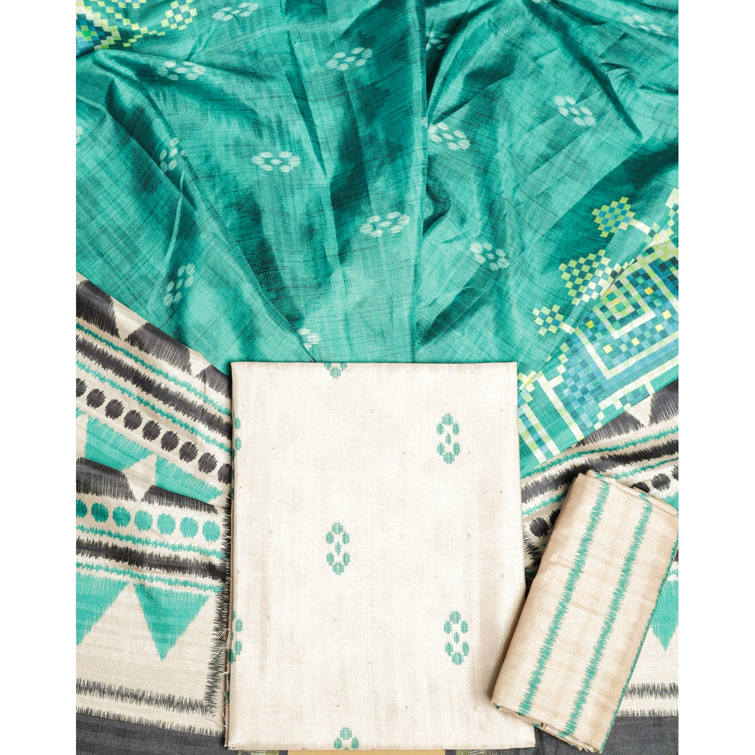 SEMI TUSSAR PRINTED SUIT SET