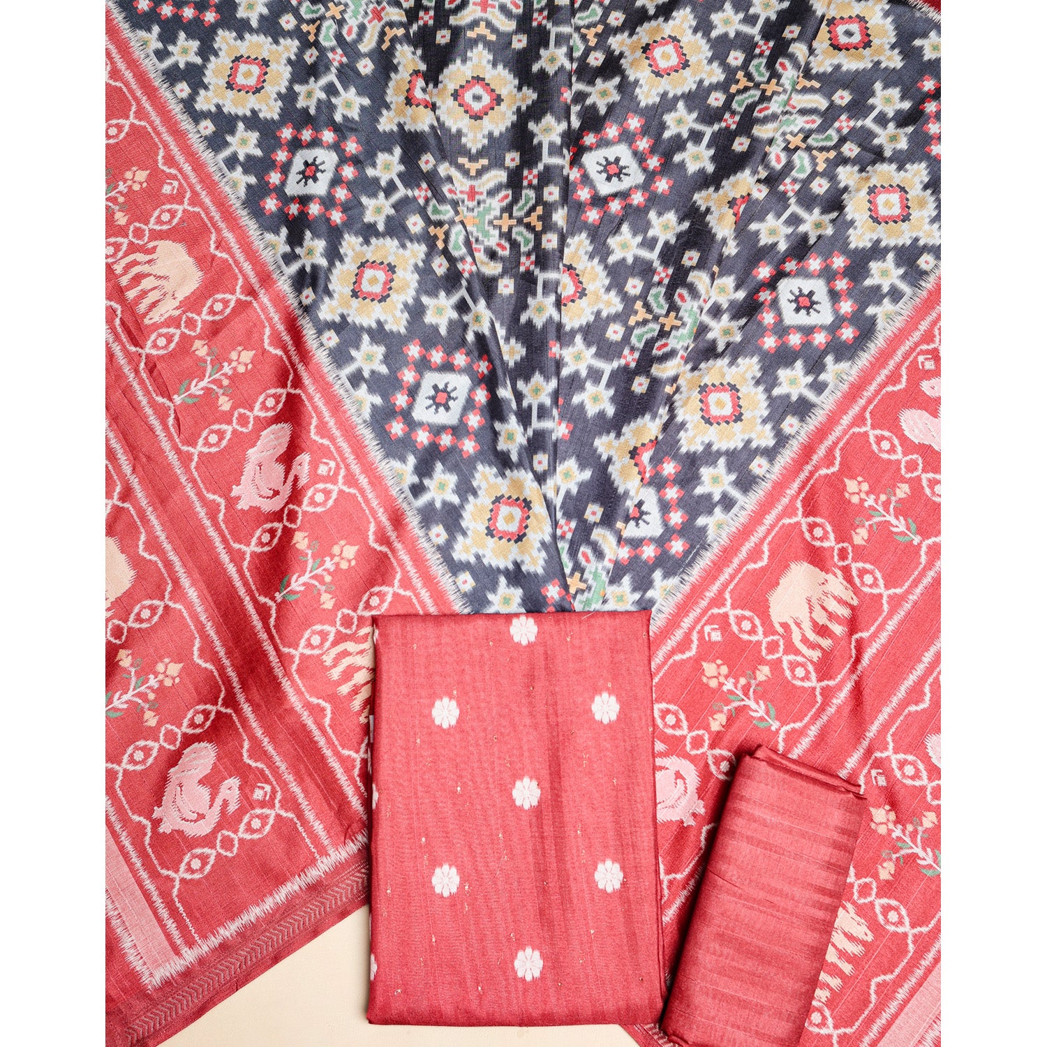 SEMI TUSSAR PRINTED SUIT SET