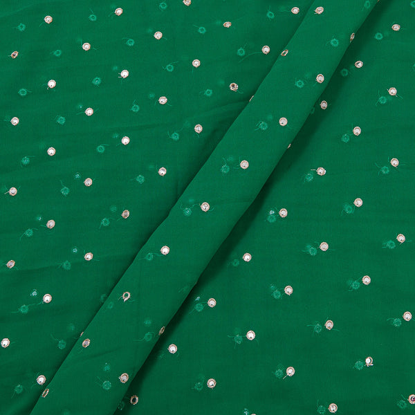 Georgette Emerald Green Colour Artificial Mirror Embroidered Fabric Online 3239AS