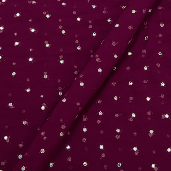 Georgette Magenta Colour Artificial Mirror Embroidered Fabric Online 3239M2