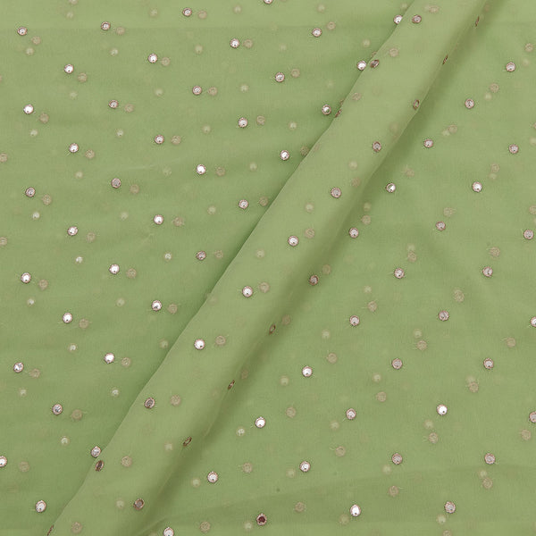 Georgette Pastel Green Colour Artificial Mirror Embroidered Fabric Online 3239X
