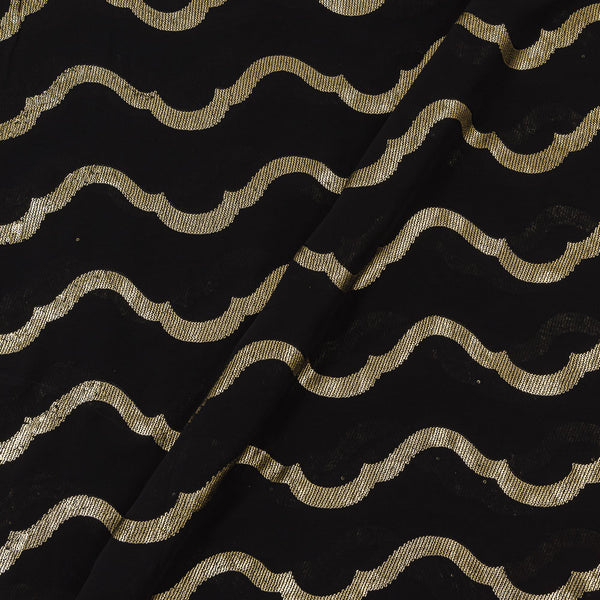 Georgette Black Colour Gold Sequence Embroidered Fabric Online 3270E10