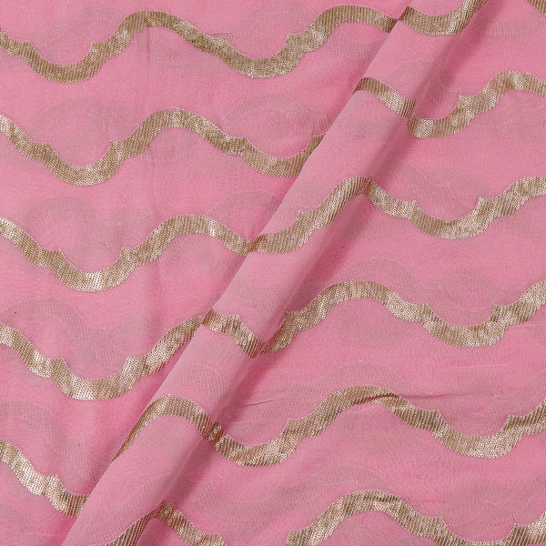Georgette Pink Colour Gold Sequence Embroidered Fabric Online 3270E6