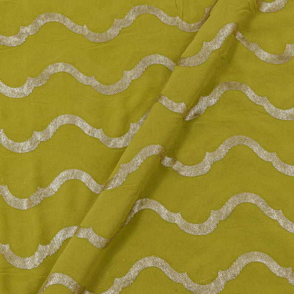 Georgette Lime Green Colour Gold Sequence Embroidered Fabric Online 3270E7