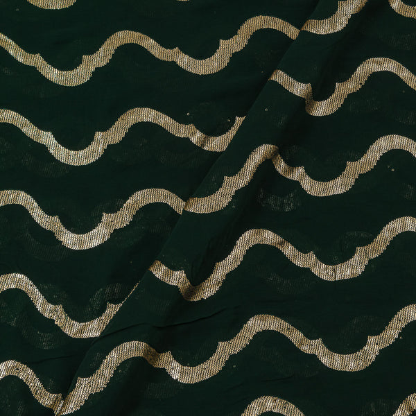 Georgette Bottle Green Colour Gold Sequence Embroidered Fabric Online 3270E8