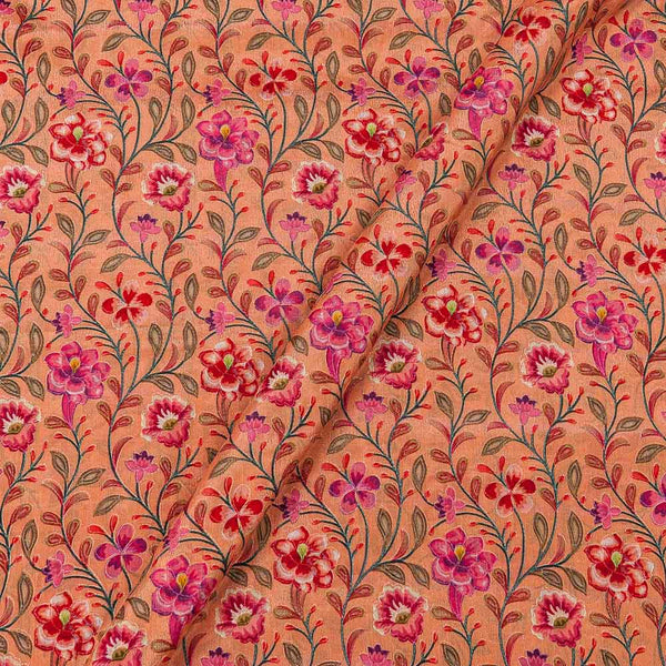 Chinon Chiffon Orange Colour Floral Jaal Print with Thread Embroidered Fabric Online 3279J3