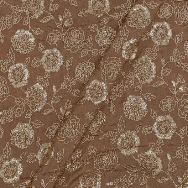 Chinnon Chiffon Ginger Colour Gold Sequense Embroidered Fabric Online 3280C