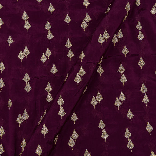Chinon Chiffon Wine Colour Gold Thread Embroidered 42 Inches Width Fabric