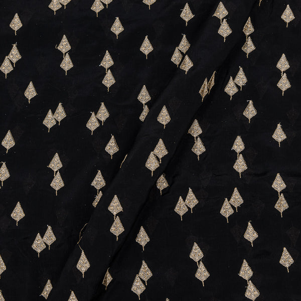 Chinon Chiffon Black Colour Gold Thread Embroidered 42 Inches Width Fabric