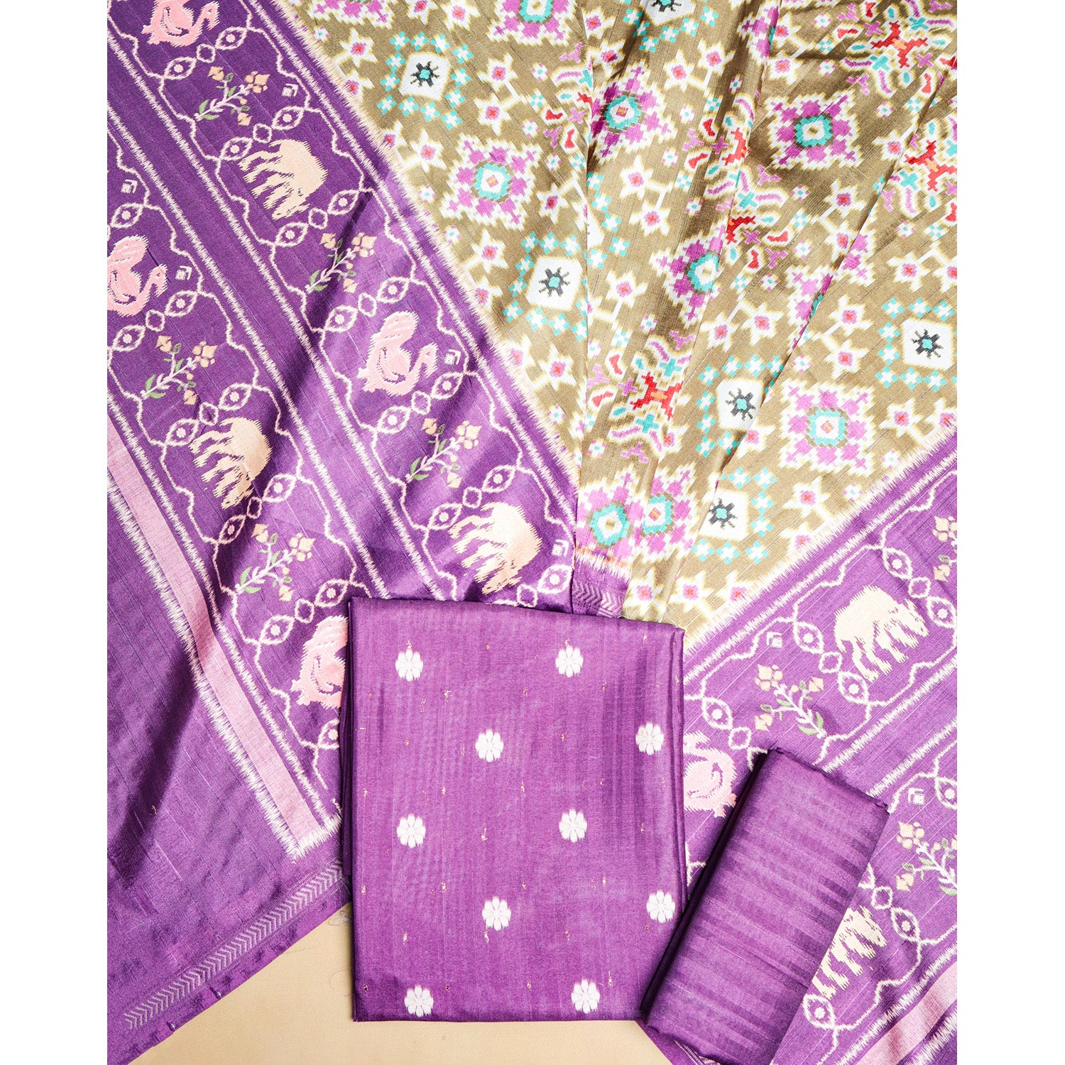 SEMI TUSSAR PRINTED SUIT SET
