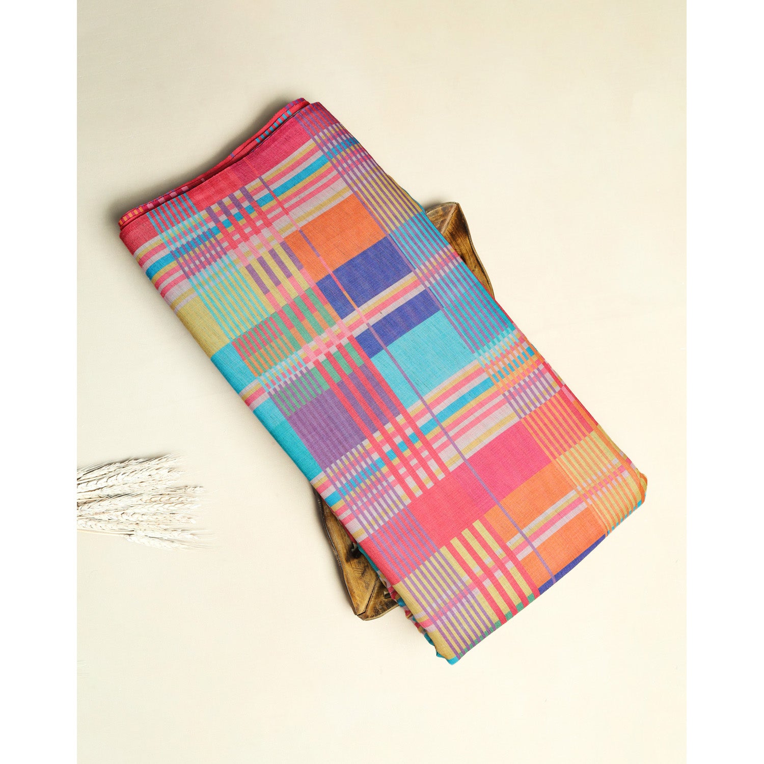 RAJWADI LINEN DIGITAL PRINTED CHECKS FABRIC